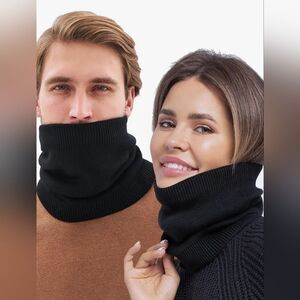 💬🔸️⏭️NIB Black Unisex Fleece Lined Windproof Neck Warmer Scarf
